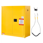 VEVOR 110x46x118 cm 110L tuleohtlike ainete kapp reguleeritavate riiulitega, terasest tulekindel kapp t&ouml;&ouml;stuslikuks ja koduseks kasutuseks, kollane