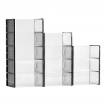 VEVOR 12-osaline virnastatav jalan&otilde;ude hoiukastide komplekt, l&auml;bipaistvad plastikkarbid ustega, sobib kuni EU suurus 45, must raam