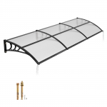 VEVOR pol&uuml;karbonaatist ukse varikatus 96 x 297 cm, l&auml;bipaistev katus ABS kronsteinidega, &auml;ravoolu ja UV, vihma, lume kaitsega