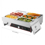 VEVOR 1500W elektriline roostevabast terasest toitesoojendaja 6 anumaga, lauapealne Bain Marie cateringi ja buffee jaoks, 30&ndash;85&deg;C