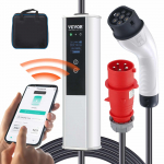 VEVOR Kaasaskantav Type 2 EV Laadija 32A 7.36/22 kW, 7.5 m Kaabel, CEE 32 Pistik, LCD, IP66, Rakenduse Juhtimine