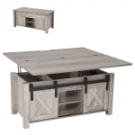 VEVOR 1000 mm T&otilde;stetav Maamaja Stiilis Kohvilaud, Tammepuidu Ilmega, Panipaikade ja Aitukse Ustega, Lihtne Kokku Panna