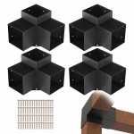 VEVOR 142x142mm pergola kinnituskomplekt, 4 tk 3-suunalist terasest nurgakinnitust puidust taladele, paviljonidele ja terrassidele