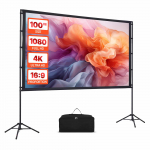 VEVOR 100-tolline 4K HD kaasaskantav projektoriekraan reguleeritava statiiviga, 16:9, kortsuvaba, kandekotiga, sise-/v&auml;listingimustes