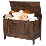 VEVOR Laste Puidust Panipaigapink 754x389x480 mm &ndash; M&auml;nguasjakast Turvahingega, Istumispink ja Korraldaja, Pruun