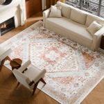 VEVOR 275x366 cm pestav vaip &ndash; libisemiskindel, rebenemiskindel, pehme vintage vaip elutuppa ja magamistuppa &ndash; pruun-punane