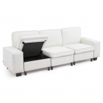 VEVOR 3-kohaline modulaarne diivan panipaigaga, sametkate, metallraam, laiad k&auml;etoed, elutuppa, valge, 254 cm