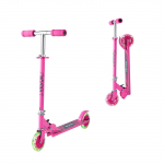 VEVOR Kids Kick Scooter, 2-Wheel Foldable Scooter with Light-Up Wheels, Adjustable Handlebar, for Ages 3+, Up to 49.9 kg, Pink