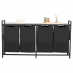 VEVOR 4-osaline pesukorvide sorteerija metallraamiga, 4 eemaldatavat 600D Oxford kotti ja puidust pealispind, 184L maht