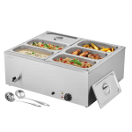 VEVOR 1500W Roostevabast Terasest Elektriline Toitesoojendaja 6 Anuma ja Lusikaga, Bain Marie Buffet Cateringi Jaoks