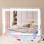 VEVOR 55,1 cm LED meigipeegel 3 valgusrežiimi, Bluetooth k&otilde;lari, 5X suurendusega, seina/laua kinnitusega, USB-toitega