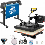 38x38cm Kuumpress ja 87cm Vin&uuml;&uuml;li L&otilde;ikur Tarkvaraga &ndash; Digitaalne Clamshell, LCD Juhtimine, 5-&uuml;hes &Uuml;lekandeseade