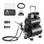 VEVOR 1/6 HP Kahetoimeline Aerograafi Komplekt Kompressori ja Paagiga, 3 Otsikut (0,2&ndash;0,5 mm), Tortidele, Mudelitele ja K&uuml;&uuml;ntele