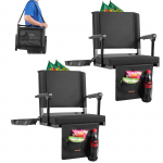 VEVOR 2 tk kaasaskantavad staadionitoolid k&auml;etugede, seljatoe ja pehmendusega, kokkupandavad trib&uuml;&uuml;nitoolid joogitopsi hoidjaga, mustad