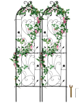 VEVOR Metallist Aiatrepp 152 x 38 cm, 2 tk Rooste- ja Ilmastikukindel Tugi Ronitaimedele, Roosidele, Kurkidele, Dekoratsioon