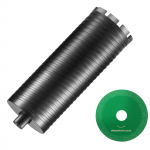 VEVOR 102 mm teemantpuurimisotsik komplekt, m&auml;rg- ja kuivpuurimiseks betoonile, tellisele, kivile, koos pilootpuuriga, saekettaga, 241 mm s&uuml;gavus, M16 keere