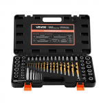 VEVOR 65-osaline kruvi ja poldi eemalduskomplekt koos puuride, adapterite ja karbiga, Cr-Mo teras kahjustatud kinnitusdetailidele