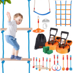 VEVOR Ninja takistusraja lastele, 2x17m rihmad, 12 v&auml;li&uuml;lesannet, 225kg kandev&otilde;ime, tagaaia treeningkomplekt