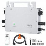 VEVOR 600W p&auml;ikese mikroinverter, IP67 veekindel, MPPT, DC18&ndash;50V, WiFi rakendus, p&auml;ikesepaneelide s&uuml;steemidele