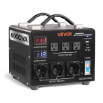 VEVOR 6000VA pinge muundur LCD-ekraaniga, 3 USA ja 3 EL pistikupesaga, USB, Type-C, 110V/220V automaatne tuvastus
