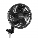 VEVOR laetav taimede klipsventilaator, 10-kiirusega USB kasvutelgi ventilaator 45&deg;/90&deg; nutika ostsillatsiooniga h&uuml;droponilisele &otilde;huringlusele, must