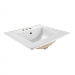 VEVOR Semi Recessed Bathroom Sink 510x465 mm, White Ceramic with Overflow & 3 Faucet Holes, Rectangular Drop-in Basin