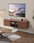 VEVOR 152 cm ujuv TV-alus liuguste ustega, seinale kinnitatav meelelahutuskeskus riiuliga, p&auml;hklipruun