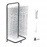 VEVOR kunsti kuivati riiul 25 eemaldatava riiuliga, 43x33x100 cm, lukustatavad rattad, metallraam stuudiotele ja klassidele, must