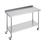 VEVOR roostevabast terasest t&ouml;&ouml;laud 61x152x102cm ratastega, reguleeritava riiuliga, vastupidav laud restorani/koju/hotelli