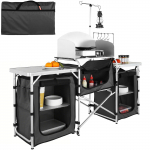 VEVOR kokkupandav matkak&ouml;&ouml;gi laud 3 kapiga, tuulekaitse ja kotiga, alumiiniumist BBQ ja reisilaud &otilde;uekasutuseks