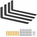 VEVOR tugevad ujuva riiuli kronsteinid 25.4x15.2cm, 4tk mustad L-kujulised terasest kronsteinid, 72.6kg kandev&otilde;ime