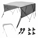 VEVOR 4-kaareline bimini paadikate, 600D pol&uuml;ester, 2.44m x 137cm x 231-244cm, v&otilde;rkseinad, alumiiniumraam, helehall