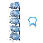 VEVOR 5-korruseline vastupidav veepudelite hoidja 5 x 3,8L pudelitele, ruumis&auml;&auml;stlik metallriiul koju ja kontorisse, must