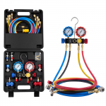 VEVOR 4-suunaline AC manomeetri komplekt R134a R404A R1234yf R22, 1,5 m voolikud, kiirliitmikud, ballooniklapid, auto ja HVAC hoolduseks