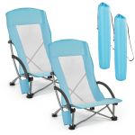 VEVOR 2x kokkupandavad k&otilde;rge seljatoega ranna-/matkatoolid, 150 kg, madal iste, v&otilde;rk, topsihoidja, kott, helesinine