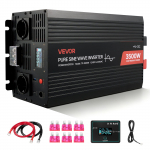 VEVOR 3500W puhta siinuslaine inverter 12V&ndash;230V LCD, puldi, USB, Type-C ja 2 AC pesaga matkaautole, veoautole, telkimiseks