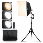 VEVOR 40x40 cm LED softbox valgustuskomplekt, 45W, 3000&ndash;6500K reguleeritav statiiviga ja puldiga fotograafia ja video jaoks