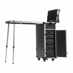 VEVOR eriti suur ratastega meigikohver LED-peegli, t&ouml;&ouml;pinna ja sahtlitega, 990x380x850 mm, must