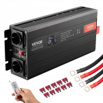 VEVOR 3000W puhta siinuslainelise voolu muundur 12V DC-st 230V AC-ks, 2 AC pesa, USB & Type-C pordid, LCD ekraan, juhtpult