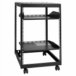 VEVOR 15U reguleeritava s&uuml;gavusega avatud serveririiul 58.5&ndash;101.6cm, vabaltseisev/seinale kinnitatav, 4 postiga AV riiul ratastega, 227kg kandev&otilde;ime