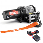 VEVOR 1360 kg 12V elektriline ATV vintsi, 1,3 hj, 5 mm x 12 m terastross, 3000 lb t&otilde;mbej&otilde;ud, juhtmega pult, IP55, must