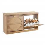 VEVOR rotangstiilis esiku jalatsipink, 988x240x500 mm, 200 kg kandev&otilde;ime, klapitavate sahtlite ja pehmendusega, 4 sektsiooni