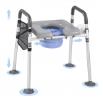 VEVOR 4-&uuml;hes Voodi K&otilde;rval Tualetitool Seenioridele, 227 kg Kandev&otilde;ime, Reguleeritav K&otilde;rgus ja Laius, Polsterdatud Iste, 5L &Auml;mber