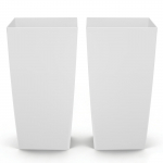 VEVOR 2 k&otilde;rge 75 cm plastist istutuspotiga komplekt ratastega, valged koonilised potid &auml;ravooluga aeda ja terrassile