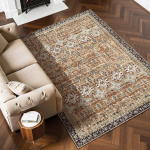 VEVOR 183x274 cm pestav vaip, libisemiskindel pehme vintage vaip, rebenemiskindel vaip magamistuppa, elutuppa, pruun-roheline