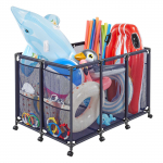 VEVOR suur basseini hoiukast 125x84x84 cm, ratastel m&auml;nguasjade ja ujumispatjade korraldaja k&uuml;ljetaskute ja metallraamiga