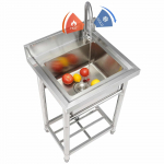 VEVOR roostevabast terasest t&ouml;&ouml;valamu, 1 kauss, 40.6x33x22.1 cm, vabaltseisev segisti ja jalgadega, k&ouml;&ouml;ki, garaaži, pesuruumi, NSF