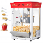 VEVOR kommertspopkornimasin, 0,2kg roostevaba terase katel, 800W, 48 portsjonit, retro lauapealne kinostiilis poppar, punane