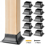 VEVOR 153x153mm terasetalast alused 10tk, sobib 91x91mm puidust postidele, pulberv&auml;rvitud tugevad kinnitusplaadid terrassile ja piiretele