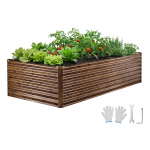 VEVOR tsingitud k&otilde;rgpeenar 240x120x62 cm, p&otilde;hjata metallist istutuskast k&ouml;&ouml;giviljadele ja lilledele, puidus&uuml;&uuml;, kinnastega